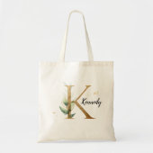 Gold Leaf Greenery Elegant Foliage Monogram "K" Tote Bag (Voorkant)