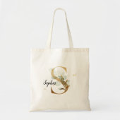 Gold Leaf Greenery Elegant Foliage Monogram "S" Tote Bag (Voorkant)