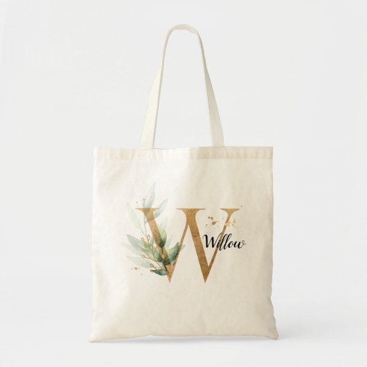 Gold Leaf Greenery Elegant Foliage personaliseert Tote Bag (Voorkant)