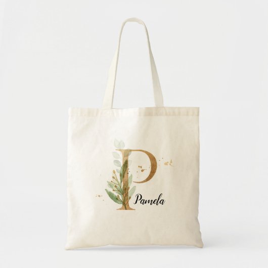 Gold Leaf Greenery Elegant Foliage personaliseert Tote Bag (Voorkant)