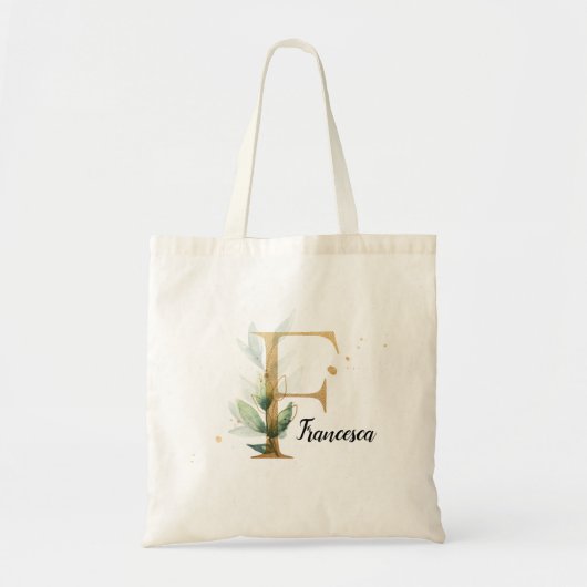 Gold Leaf Greenery Elegant Foliage personaliseert Tote Bag (Voorkant)