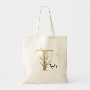 Gold Leaf Greenery Elegant Foliage personaliseert Tote Bag