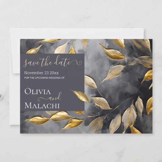 Gold Leaf Impasto Noir uitnodiging (Voorkant)