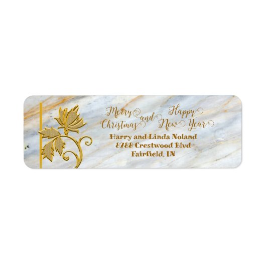 Gold Leaf Kerst retour adres label (Voorkant)