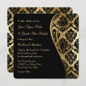 Gold Leaf Kijk Damask Scroll Formal Wedding Invite Kaart (Voorkant / Achterkant)