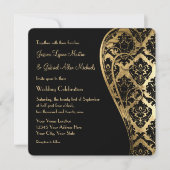 Gold Leaf Kijk Damask Scroll Formal Wedding Invite Kaart (Voorkant)