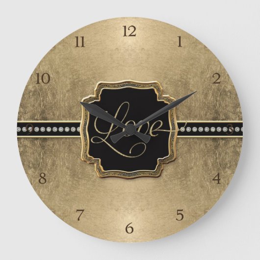 Gold Leaf Kijk Fleur de Lis Faux Jewel Grote Klok (Voorkant)