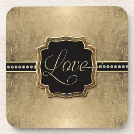 Gold Leaf Kijk Fleur de Lis Faux  Jewel Onderzetter (Voorkant)