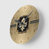 Gold Leaf Kijk Fleur de Lis Faux Jewel Ronde Klok (Hoek)