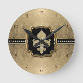 Gold Leaf Kijk Fleur de Lis Faux Jewel Ronde Klok
