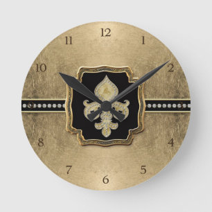 Gold Leaf Kijk Fleur de Lis Faux  Jewel Ronde Klok