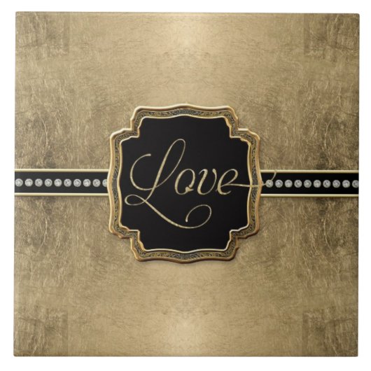 Gold Leaf Kijk Fleur de Lis Faux  Jewel Tegeltje (Voorkant)