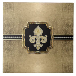 Gold Leaf Kijk Fleur de Lis Faux Jewel Tegeltje