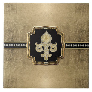 Gold Leaf Kijk Fleur de Lis Faux Jewel Tegeltje