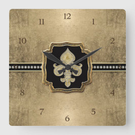 Gold Leaf Kijk Fleur de Lis Faux Jewel Vierkante Klok