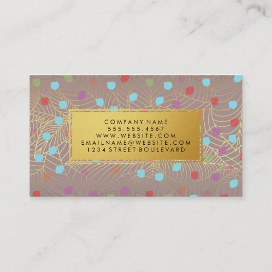 Gold Leaf Line Art | Kleurrijke borstelvlekken Visitekaartje (Achterkant)