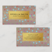 Gold Leaf Line Art | Kleurrijke borstelvlekken Visitekaartje (Voorkant / Achterkant)