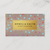 Gold Leaf Line Art | Kleurrijke borstelvlekken Visitekaartje (Voorkant)