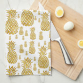 Gold Leaf Look Pineapple Patroon Theedoek (Quarter Fold)