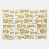 Gold Leaf Look Pineapple Patroon Theedoek (Horizontaal)