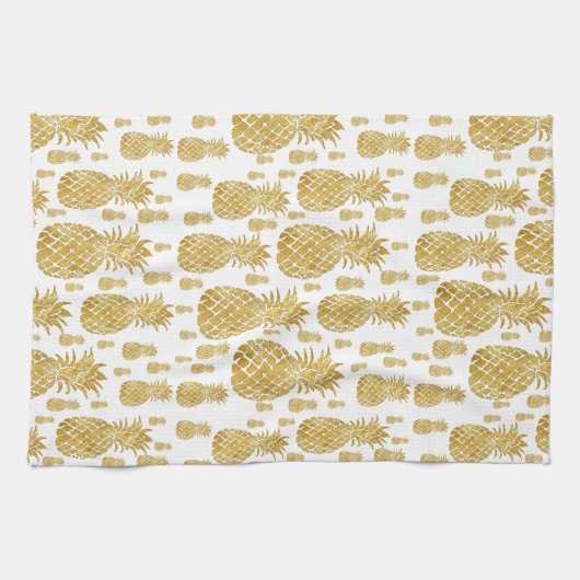 Gold Leaf Look Pineapple Patroon Theedoek (Horizontaal)