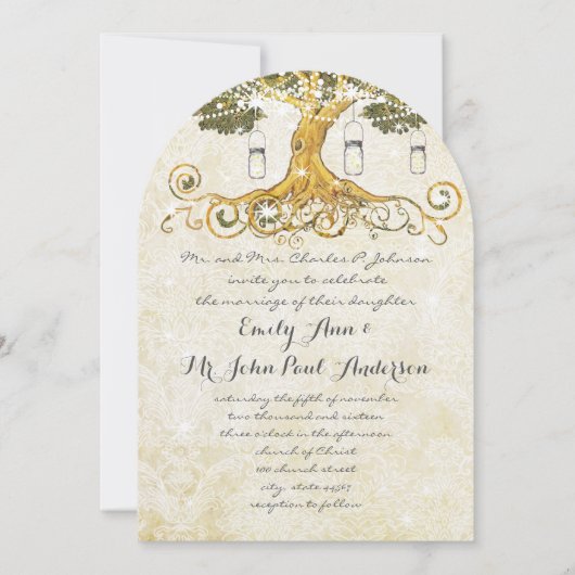 Gold Leaf Mason Jar onder het sterrenhuwelijk Kaart (Voorkant)