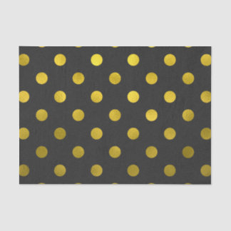 Gold Leaf Metallic Faux Foil Large Polka Dot Black Tissuepapier