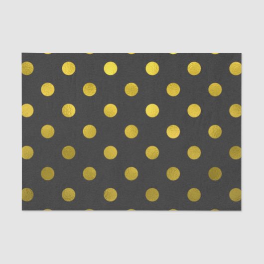 Gold Leaf Metallic Faux Foil Large Polka Dot Black Tissuepapier (Voorkant)
