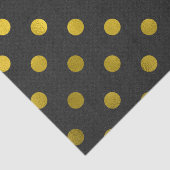 Gold Leaf Metallic Faux Foil Large Polka Dot Black Tissuepapier (Detail)