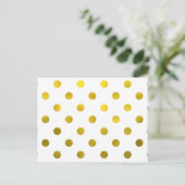 Gold Leaf Metallic Faux Foil Large Polka Dot White Briefkaart (Staand voorkant)