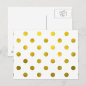 Gold Leaf Metallic Faux Foil Large Polka Dot White Briefkaart (Voorkant / Achterkant)