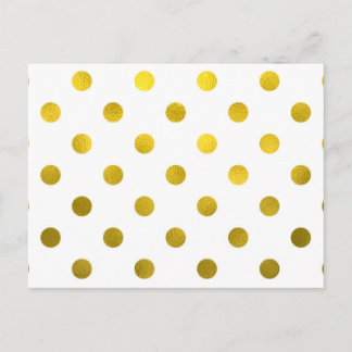 Gold Leaf Metallic Faux Foil Large Polka Dot White Briefkaart