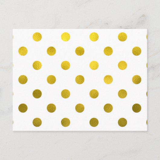 Gold Leaf Metallic Faux Foil Large Polka Dot White Briefkaart (Voorkant)
