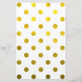 Gold Leaf Metallic Faux Foil Large Polka Dot White Briefpapier (Voorkant)