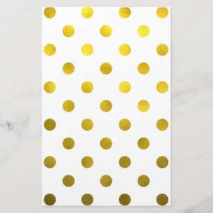Gold Leaf Metallic Faux Foil Large Polka Dot White Briefpapier