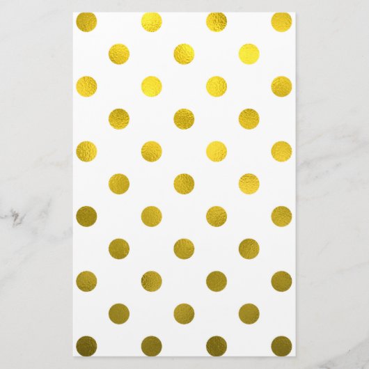 Gold Leaf Metallic Faux Foil Large Polka Dot White Briefpapier (Voorkant)