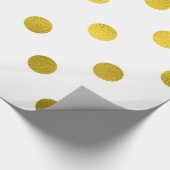 Gold Leaf Metallic Faux Foil Large Polka Dot White Cadeaupapier (Hoek)