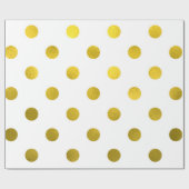 Gold Leaf Metallic Faux Foil Large Polka Dot White Cadeaupapier (Vlak)
