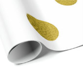 Gold Leaf Metallic Faux Foil Large Polka Dot White Cadeaupapier (Rol Hoek)