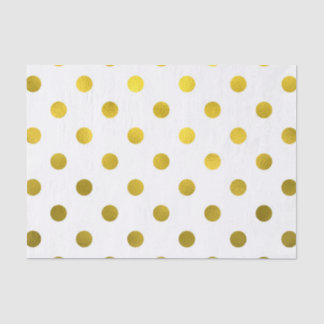 Gold Leaf Metallic Faux Foil Large Polka Dot White Tissuepapier