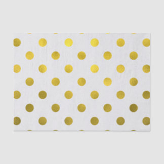 Gold Leaf Metallic Faux Foil Large Polka Dot White Tissuepapier