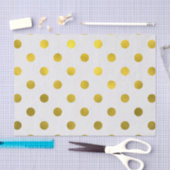 Gold Leaf Metallic Faux Foil Large Polka Dot White Tissuepapier (Craft)