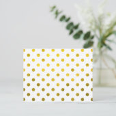 Gold Leaf Metallic Faux Foil Small Polka Dot White Briefkaart (Staand voorkant)