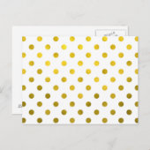 Gold Leaf Metallic Faux Foil Small Polka Dot White Briefkaart (Voorkant / Achterkant)