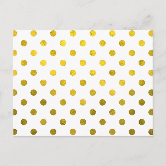 Gold Leaf Metallic Faux Foil Small Polka Dot White Briefkaart (Voorkant)