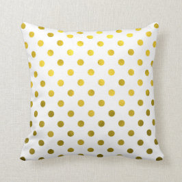 Gold Leaf Metallic Faux Foil Small Polka Dot White Kussen