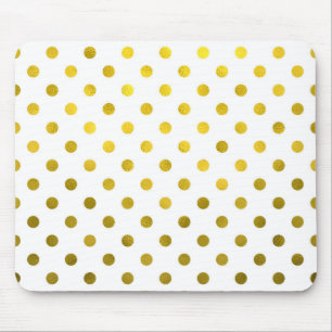 Gold Leaf Metallic Faux Foil Small Polka Dot White Muismat