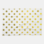 Gold Leaf Metallic Faux Foil Small Polka Dot White Theedoek (Horizontaal)
