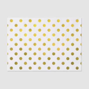 Gold Leaf Metallic Faux Foil Small Polka Dot White Tissuepapier