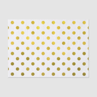 Gold Leaf Metallic Faux Foil Small Polka Dot White Tissuepapier